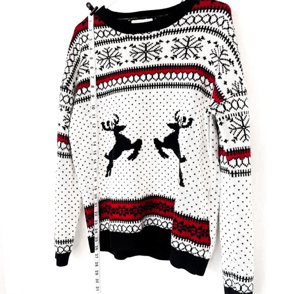 vintage christmas reindeer snowflake sweater L - Picture 2 of 4